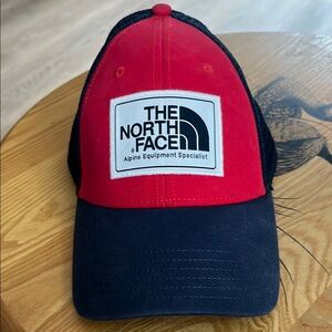 The North Face Red and Black Cap adjustable SnapBack navy blue red